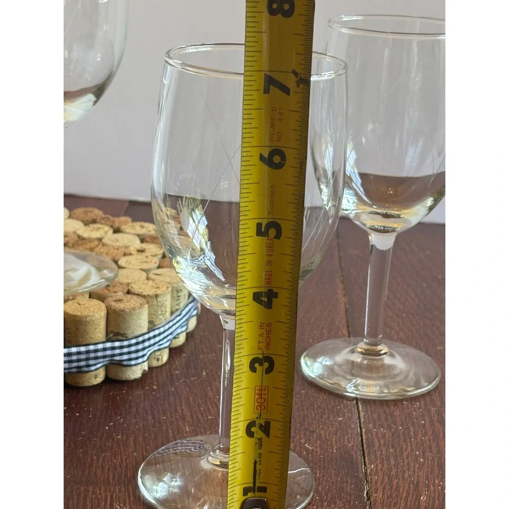 Vintage Etched Clear Glass Wine Goblets Set of‎ 4 Floral Wheat Pattern 7 Inch